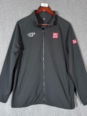 Uniqlo Roger Federer Laver Cup Tennis Full Zip Jacket - Men's Size XL - Black